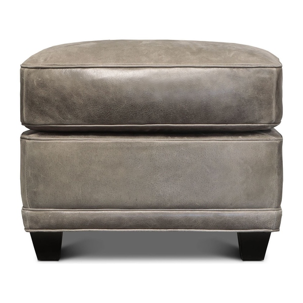 Manon Top Grain Leather Ottoman with Distressed Finish Vintage